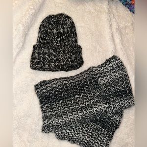Knit hat and infinity scarf